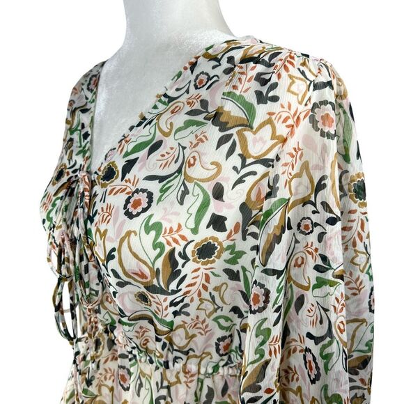 Ted Baker Floral Pattern Small Cream Brienna Tie Front Blouse - Picture 6 of 13